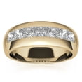 thumbnail image 4 of Solitaire Brilliance 3.5mm Princess Moissanite Channel Set Men's Moissanite Wedding Band, Wedding Band for Unisex Solid 18K Yellow Gold, Ring Size 11, 4 of 5