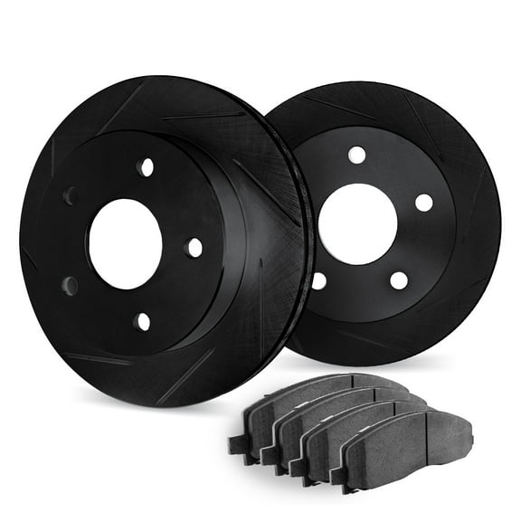Dynamic Friction Company Rear Brake Rotors Slotted Black with 5000 Advanced Brake Pads - 3502-54013