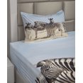 thumbnail image 2 of Ambesonne Zebra Fitted & Top Sheet Set with Sham, Namibia Africa Animals View, Pale Blue Beige and Black, 2 of 4