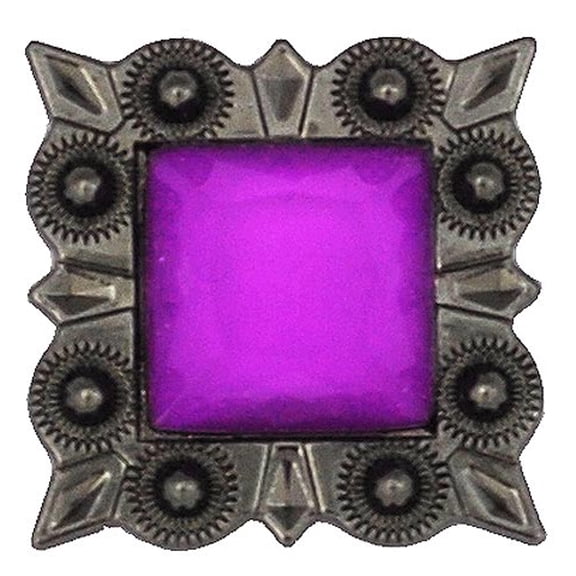 Set Of 16 Western Screw Back Concho Lavender Square Crystal Cowgirl