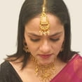 thumbnail image 4 of Efulgenz Indian Jewelry Choker Necklace Maang Tikka Earrings Bollywood Wedding Crystal Kundan Necklace Earrings Head Chain Set, 4 of 7