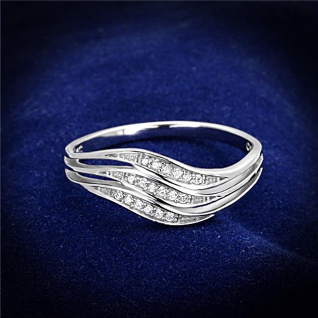 Women Rhodium 925 Sterling Silver Ring with AAA Grade CZ in Clear - Size 5