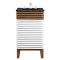 thumbnail image 4 of Sink Vanity Cabinet, White Walnut Black, Wood, Mid Century Hotel Bedroom Bathroom, Modern Contemporary HB33671, 4 of 9