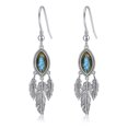 thumbnail image 2 of JQUEEN Feather Dangle Earrings for Women 925 Sterling Silver Earring Labradorite Earrings with Boho Vintage Leaf Feather Earrings, 2 of 5