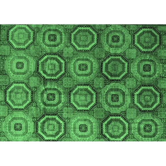 Ahgly Company Indoor Rectangle Abstract Emerald Green Modern Area Rugs, 4' x 6'