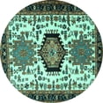 thumbnail image 1 of Ahgly Company Indoor Round Persian Turquoise Blue Traditional Area Rugs, 5' Round, 1 of 4