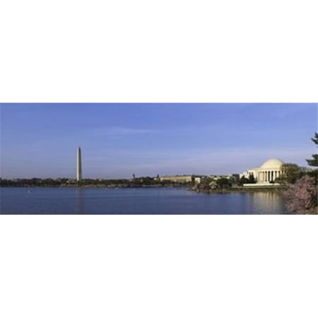 Jefferson Outlet Mall Panoramic Images PPI145051L Cherry blossoms at the Tidal Basin Jefferson Memorial Washington Monument National Mall Washington DC USA Poster Print by Panoramic Images - 36 x 12 ()