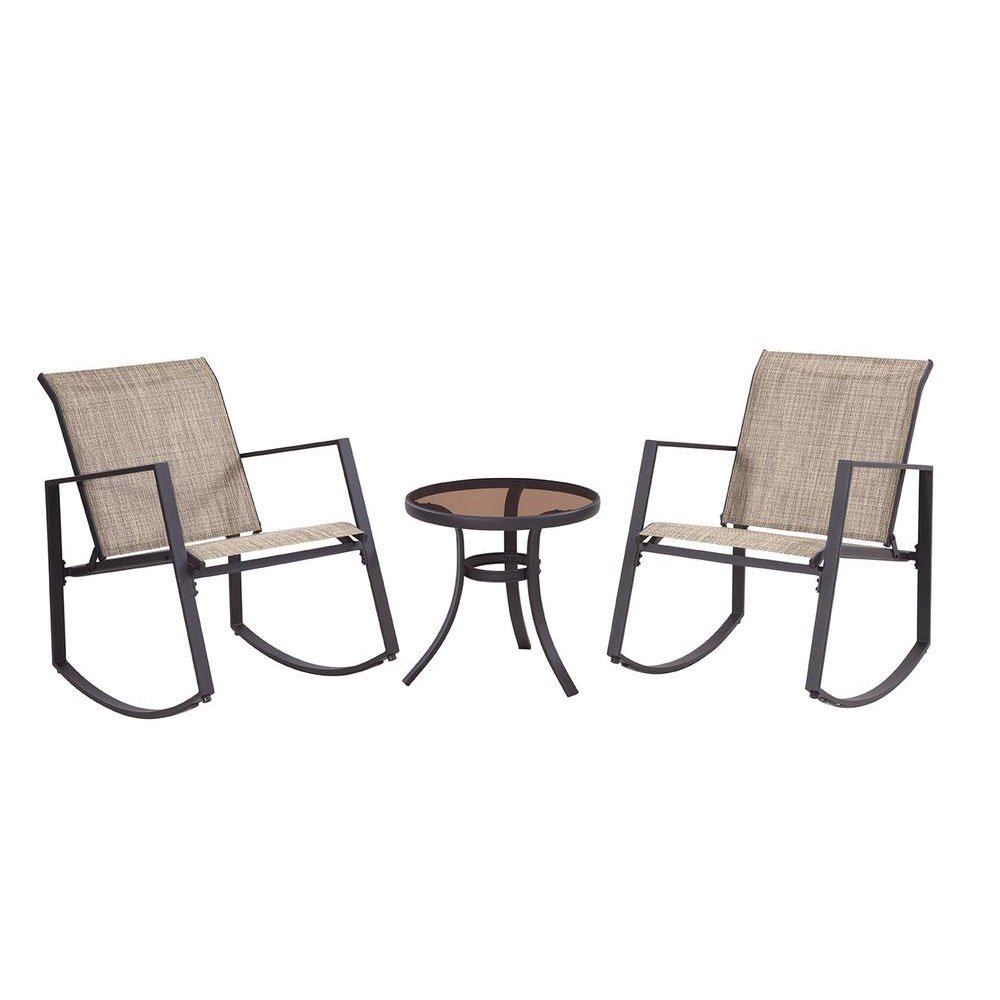 Numark Aurora 3 Piece Rocking Chair Bistro Set with Polyester Sling
