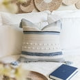 thumbnail image 6 of BlissBlush Coastal Blue Boho Decorative Throw Pillow Cover 20x20 Modern Bohemian Accent Pillow Case Square Woven Textured Farmhouse Pillows for Couch Bed (Pack of 1), 6 of 7