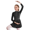 thumbnail image 3 of iiniim Kids Girls Shiny Rhinestones Long Sleeve Mesh Splice Figure Ice Skating Leotard Dress Black 12, 3 of 7