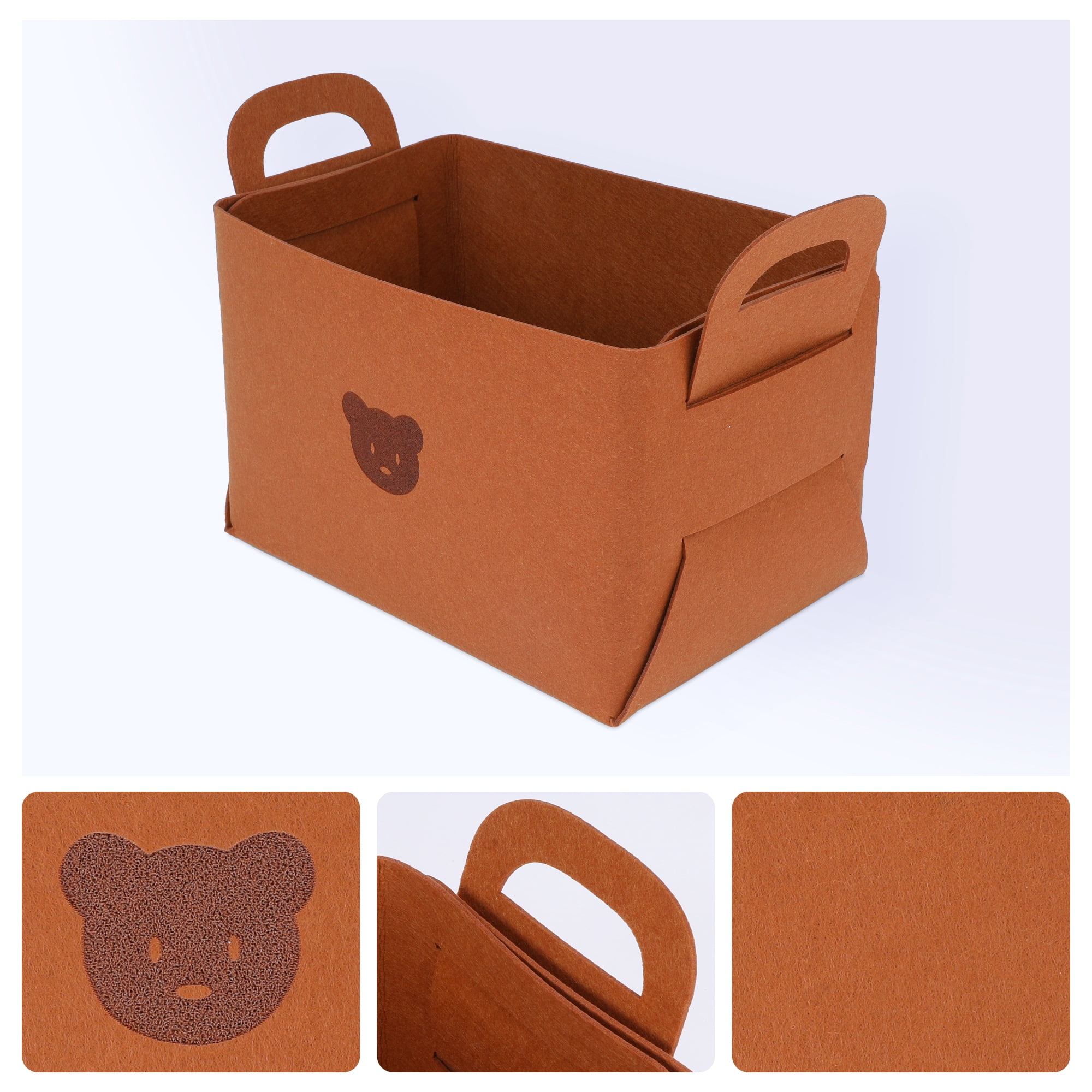 Unique Bargains Set of 3 Collapsible Storage Bins Brown 14.2*9.8*9.1in