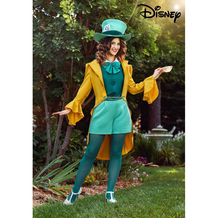 Disney Women's Mad Hatter Costume | Disney Costumes | Adult | Womens | XL | Green/Yellow