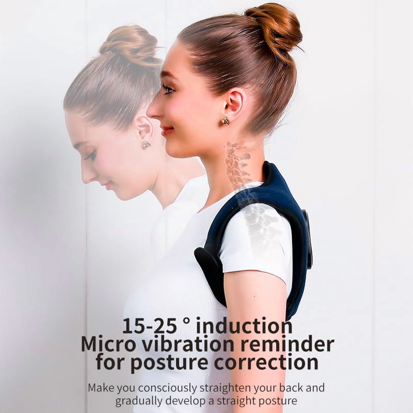 Smart Correction Belt Sensor Orthosis Invisible Reminder Adult and Child,Remote control Sitting Posture Hunchback 4 Modes 3 Levels of Temperature 3 Levels of Vibration Smart Posture Corrector,Black
