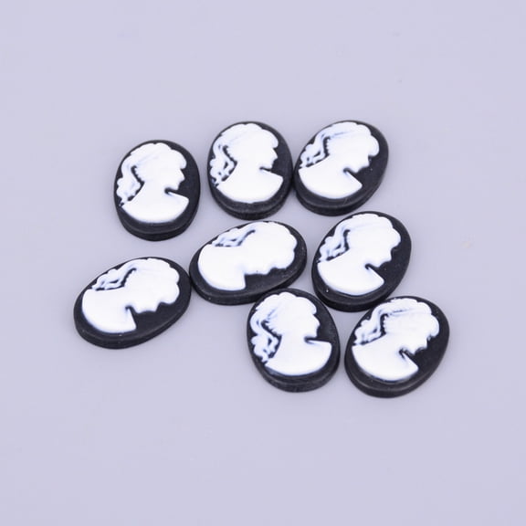 50pcs Resin Cameo Lady Head Cabochons Oval White 17x12.5x3.5mm