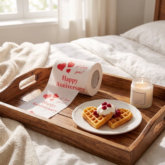 BESTYASH White Soft Absorbent Toilet Paper with Valentine’s Day Designs, Lightweight Bathroom Tissue for Home and Party Use