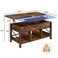thumbnail image 4 of ChVans Lift Top Coffee Table with LED Lights/Charging Station, 42" Multi-Function Living Room Tables with Storage, Farmhouse Dining Table with Hidden Compartment, 4 of 8