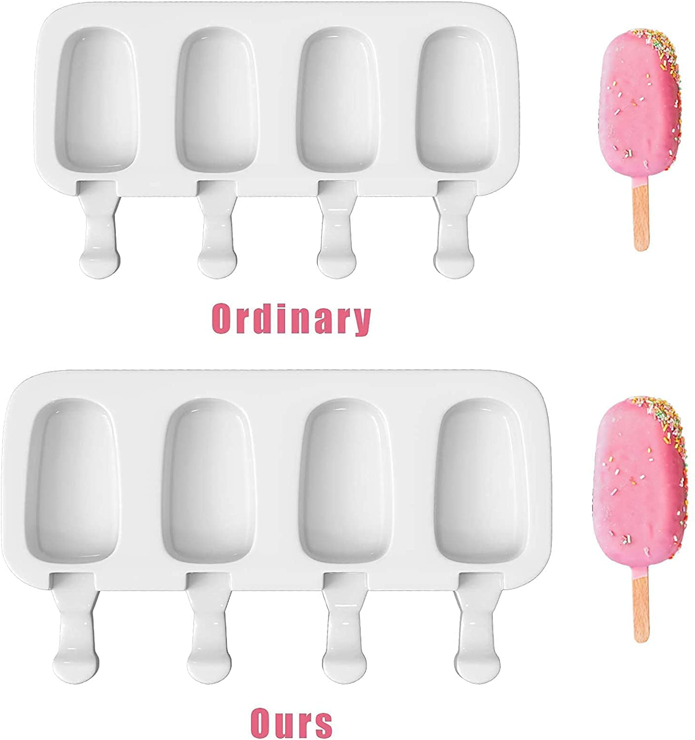 4 Cavities Ice Cake Pop Mold Silicone Popsicles Molds for Kids Reusable  Easy Release Cakesicle Molds Silicone - จีน Silicone Square Ice Cube และ  Silicone Square Ice ราคา