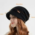 thumbnail image 6 of harmtty Female Winter Hat Wide Short Brim Elastic Solid Color Soft Warm Thick Plush Cold Resistant Anti-slip Winter Outdoor Knitted Cap Black, 6 of 8