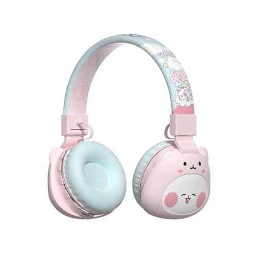 YLFASHION Auriculares Bluetooth para niños, Auriculares inalámbricos de Dibujos Animados para niños, Auriculares supraaurales con micrófono Incorporado para niños/Escuela/iPad/Tableta/Avión (Rosa)