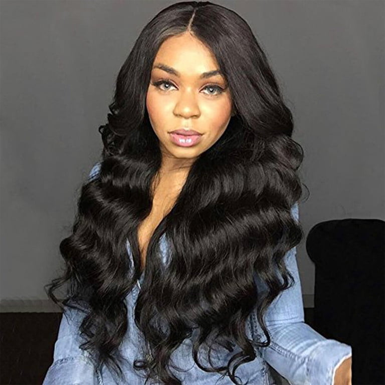 Komiseup Long Wavy Wigs Natural Black Synthetic Curly Hair  display picture 3