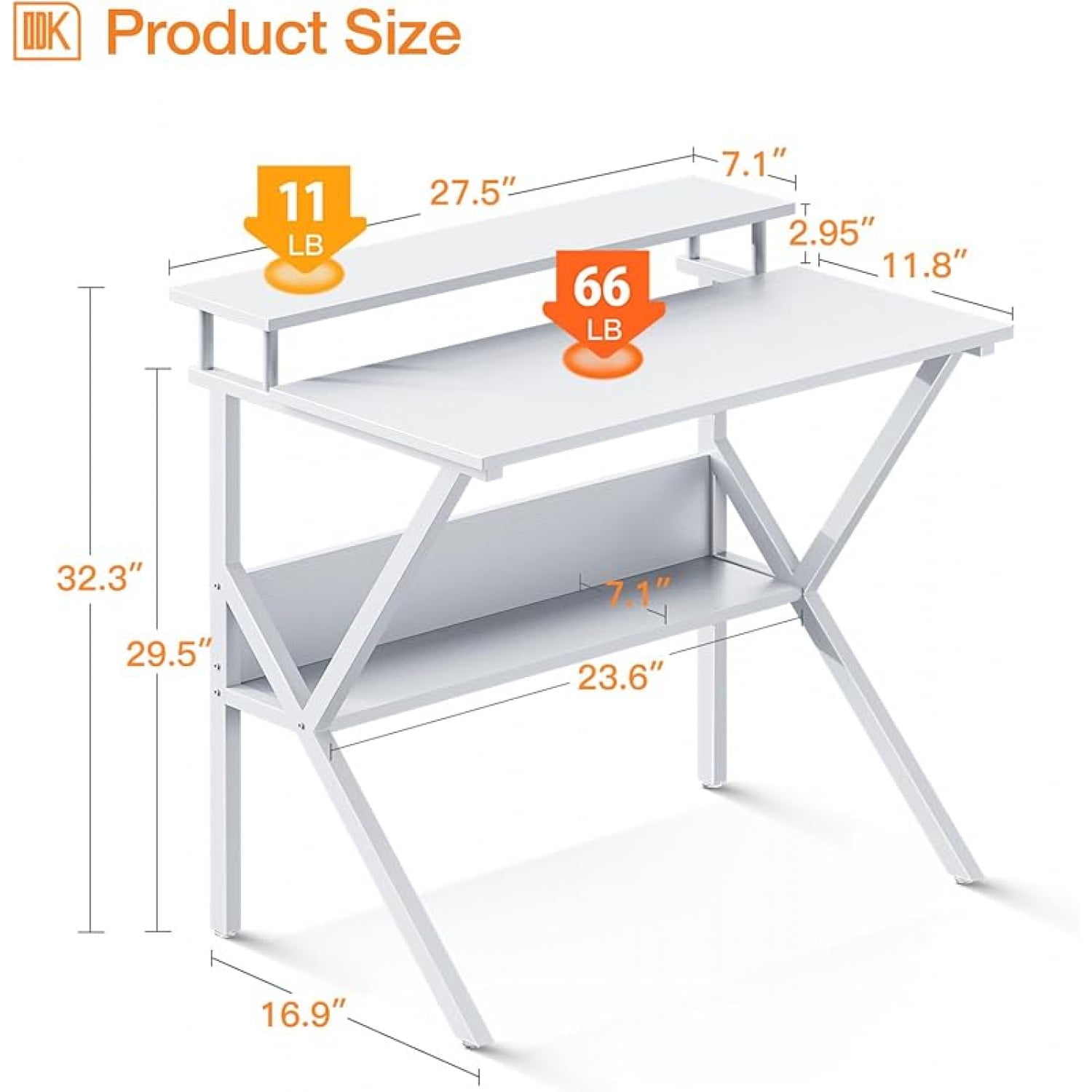 Small Desk, 27.5 Inch Small Computer Desk for Small Spaces, Compact Desk with Storage, Tiny Desk Study Desk with Monitor Stand for Home Office