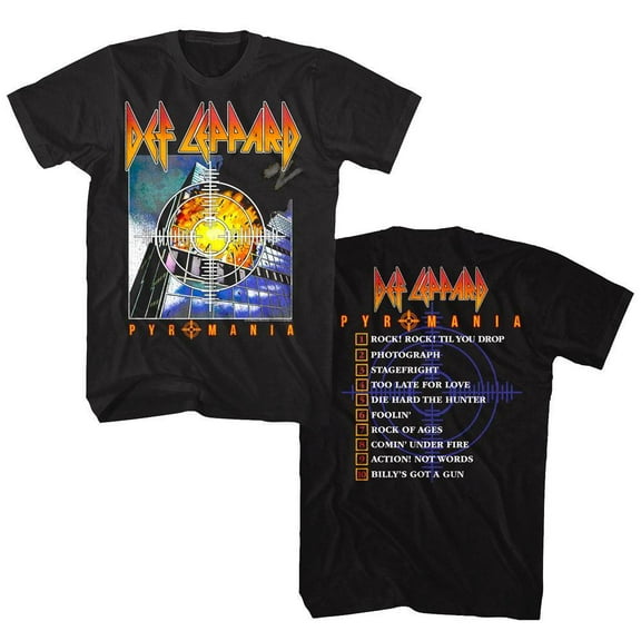 Def Leppard Pyromania Tracklist Men's T Shirt (Black, Adult4XL)