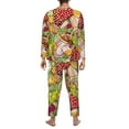 thumbnail image 5 of Kll Bright Mushrooms Sleepwear Mens Flannel Pajamas,Long Cotton Pj Set, 5 of 9