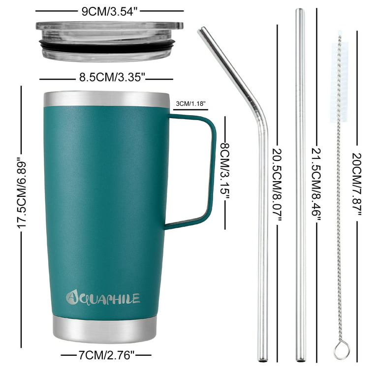 304 Stainless Steel Tumbler with Lid & Straw Vacuum Insulated Coffee Cup Portable Coffee Mug for Home Office Travel Camping, Size: 20*10*7CM, Silver