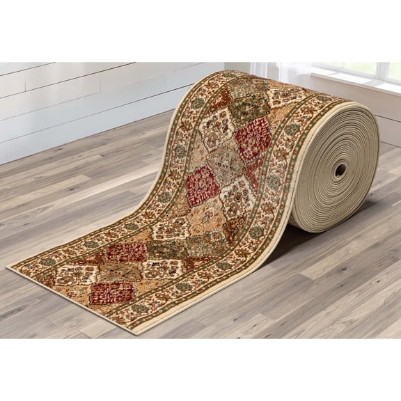 Well Woven - Custom Size Runner - Choose Your Length - Pyla Traditional Multi Color Panel Design Runner Rug 2'3" x 100' Red & Green