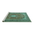 thumbnail image 2 of Ahgly Company Machine Washable Indoor Rectangle Medallion Turquoise Blue Traditional Area Rugs, 8' x 12', 2 of 4