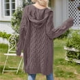 thumbnail image 4 of BODOAO Chunky Knit Cardigan,Women's Long Cardigan with Hood,Oversize Cardigans,Open Front Sweater,Long Sleeve Coat,Autumn Winter with Pockets,Cardigan Cable Knit Long Sweater Coats Coffee L, 4 of 9