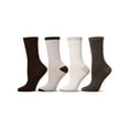 thumbnail image 2 of MeMoi Women's 4 Pair Pack Textured Buttersoft Crew Socks - Womens - Female, 9-11, Brown, 2 of 7