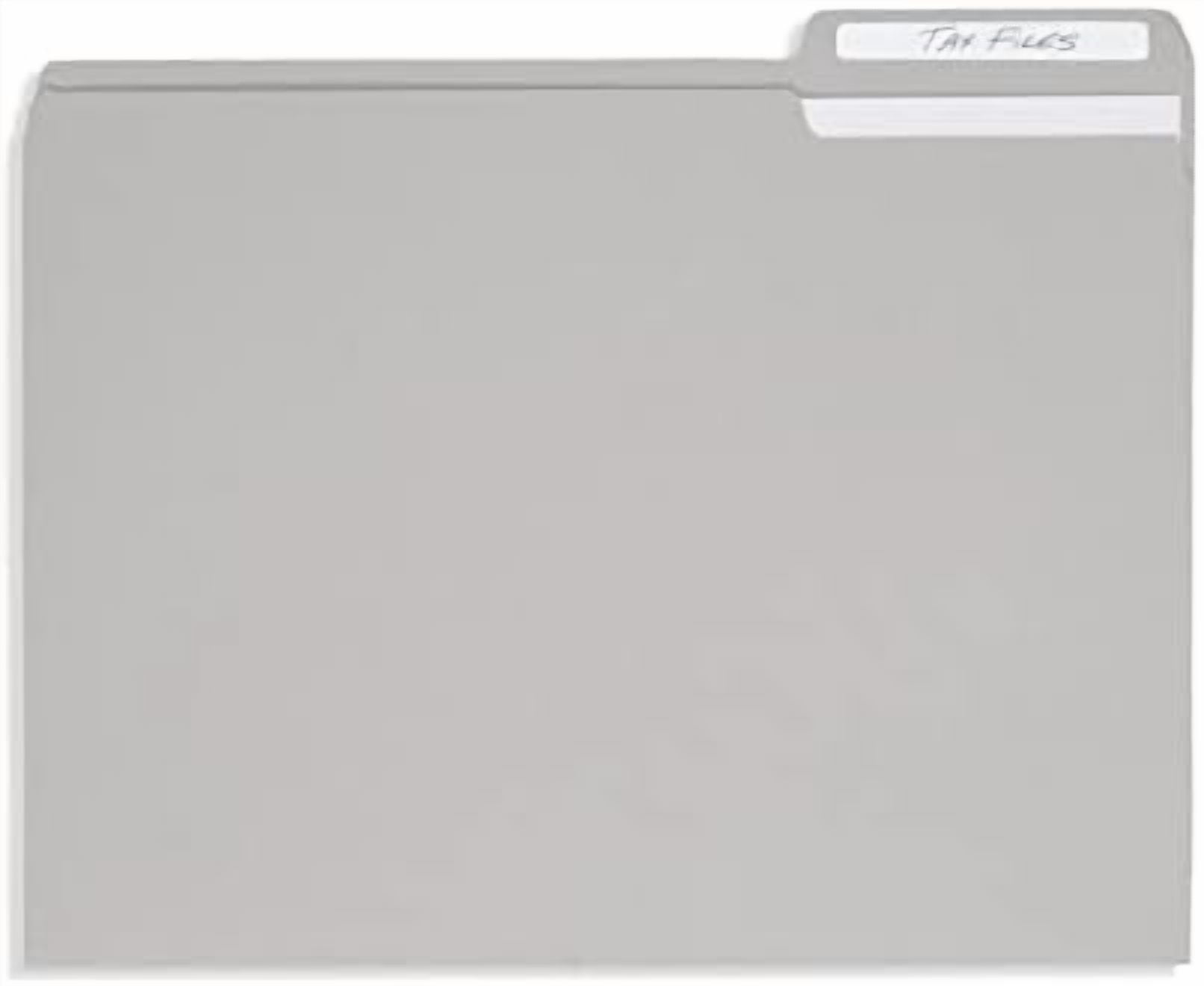 100  Gray File Folders Letter Size - Durable 11pt Grey Folders, 1/3 Cut 3 Tabs Gray Folders, Holds Letter Size Documents