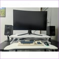 thumbnail image 6 of Desk Converter, Height Adjustable Sit to Stand Riser with Wide Keyboard Tray for Dual Monitors | White | MDF+Metal, 6 of 7