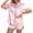 Pink, variant on DAKIMOE Womens Silk Satin Pajamas Short Sleeve Loungewear Two-Piece Sleepwear Button-Down Pj Set