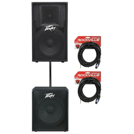 Peavey PV115 15" 800w PA Speaker+ PV118 18" Subwoofer + Pole + Cable PV 115+118