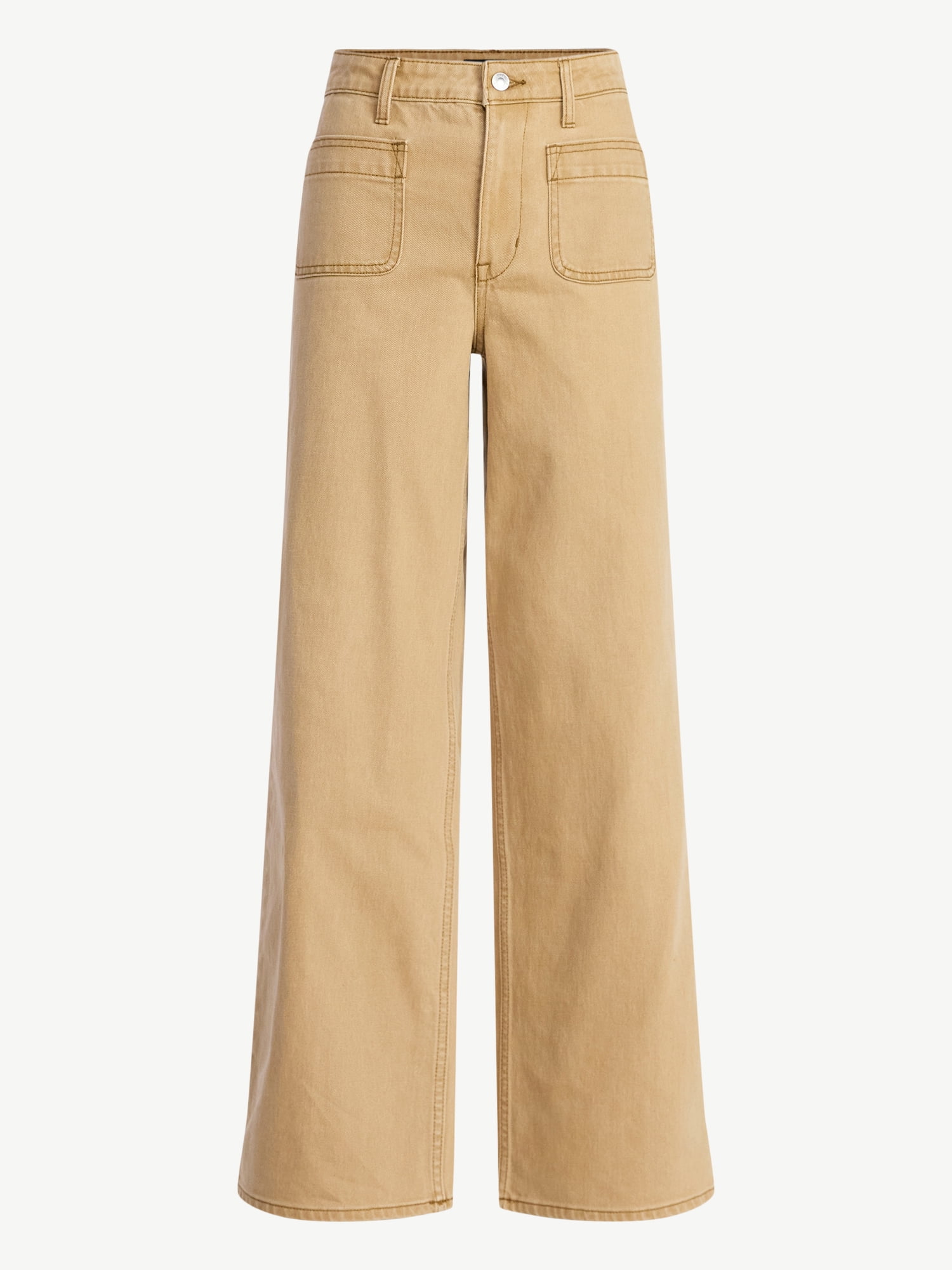 Free Assembly Women's and Women's Plus Wide Leg Jeans with Patch Pockets, 30", 32", and 34" Inseams, Sizes 0-26 Plus