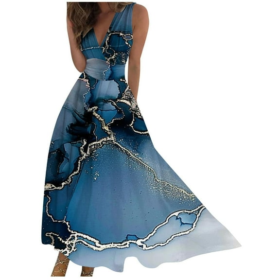 Cavosen Empire Waist Dress for Women V Neck Midi Evening Gowns Flowy Waist Solid Ball Dress Elegant Wedding Guest Cocktail Party Dress