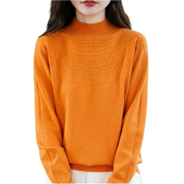 HongQid Chandails Femme Automne Hiver Chaud Doux Tricoté Ample Chandail Col Roulé Manches Longues