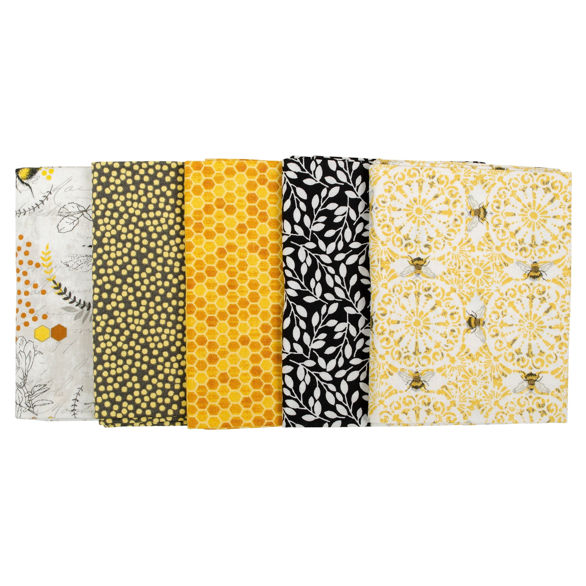 (3 pack) Create It 18" x 21" Cotton Bumble Bee Precut Sewing & Craft Fabric Bundle, Multicolor 5 Piece