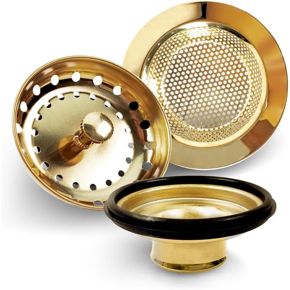 3 Pieces Gold Sink Drain Strainer Stopper, Liubeili Kitchen Stainless Steel Sink Strainer Garbage Disposal Plug, Universal Anti-Clogging Kitchen Sink