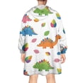 thumbnail image 2 of Wearable Oversized Blanket,White Dinosaurs Colorful Leaves Pattern Wearable Blanket Hoodie for Adults,Cozy Hooded Blankets with Super Pockets,Super Warm Fuzzy Pullover for Women & Men, 2 of 6