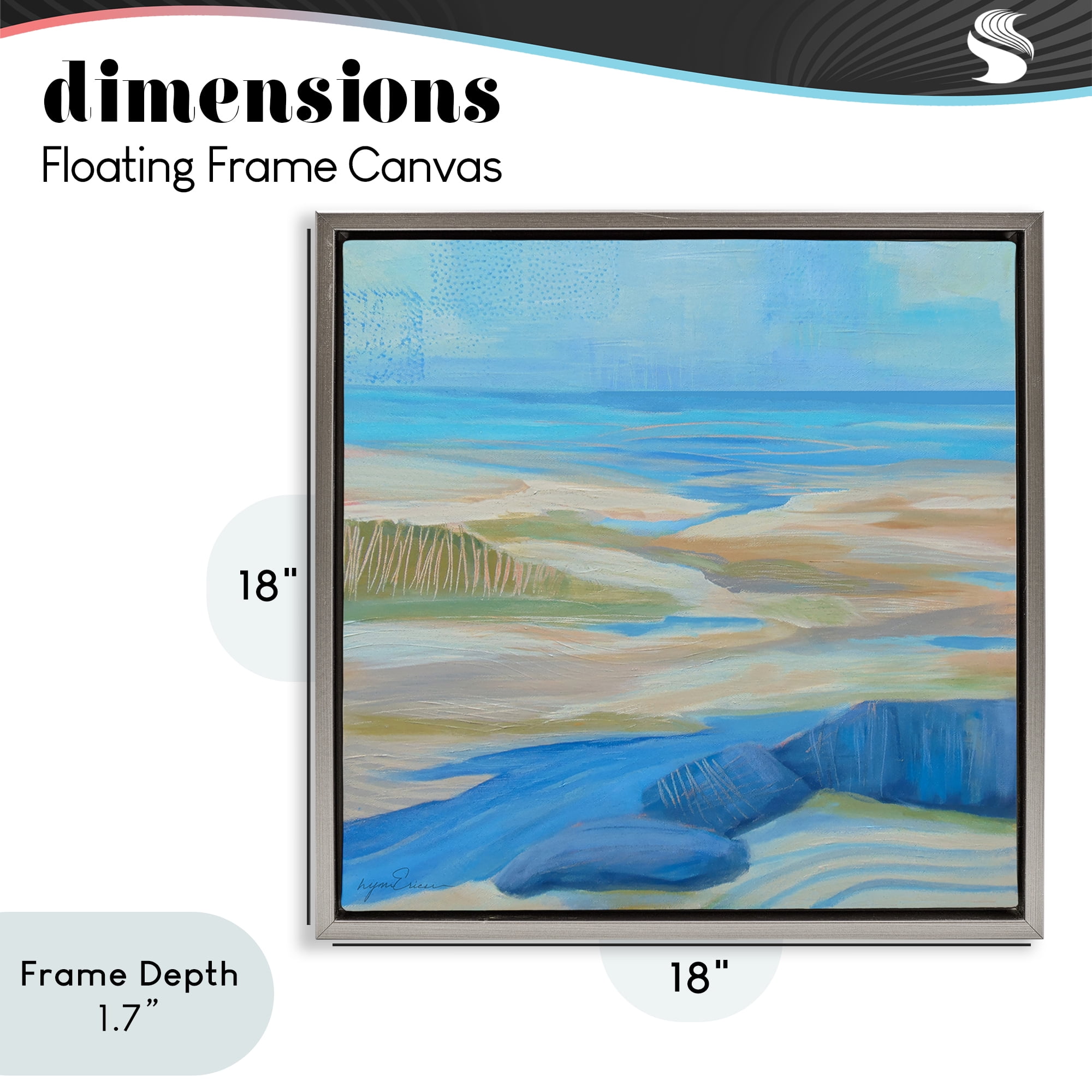 Stupell Industries Low Tide Azure Dunes Gray Framed Floater Canvas Wall Art, design by Lynn Ericson Fine Art