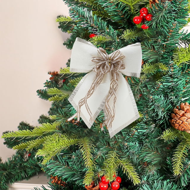 Home Christmas Bow Festive Ambiance Decoration Polyester Material Christmas Props Home Essentials