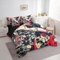 thumbnail image 2 of spefrowx Ukiyo-e Vintage Geisha Full Size Bedding Sets for Adults, Japanese Classic Blossom Floral Full Size Bed in a Bag, Black Reversible, 7 Pieces, 2 of 6