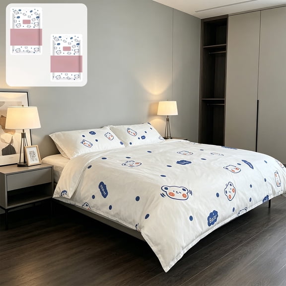 Twin Bed Sheet Set 4-Piece Washed Fresh Color Soft Breathable Double-Sided Duvet Cover Pillowcases Fade-Resistant 59x79 Inch by MPOISVA