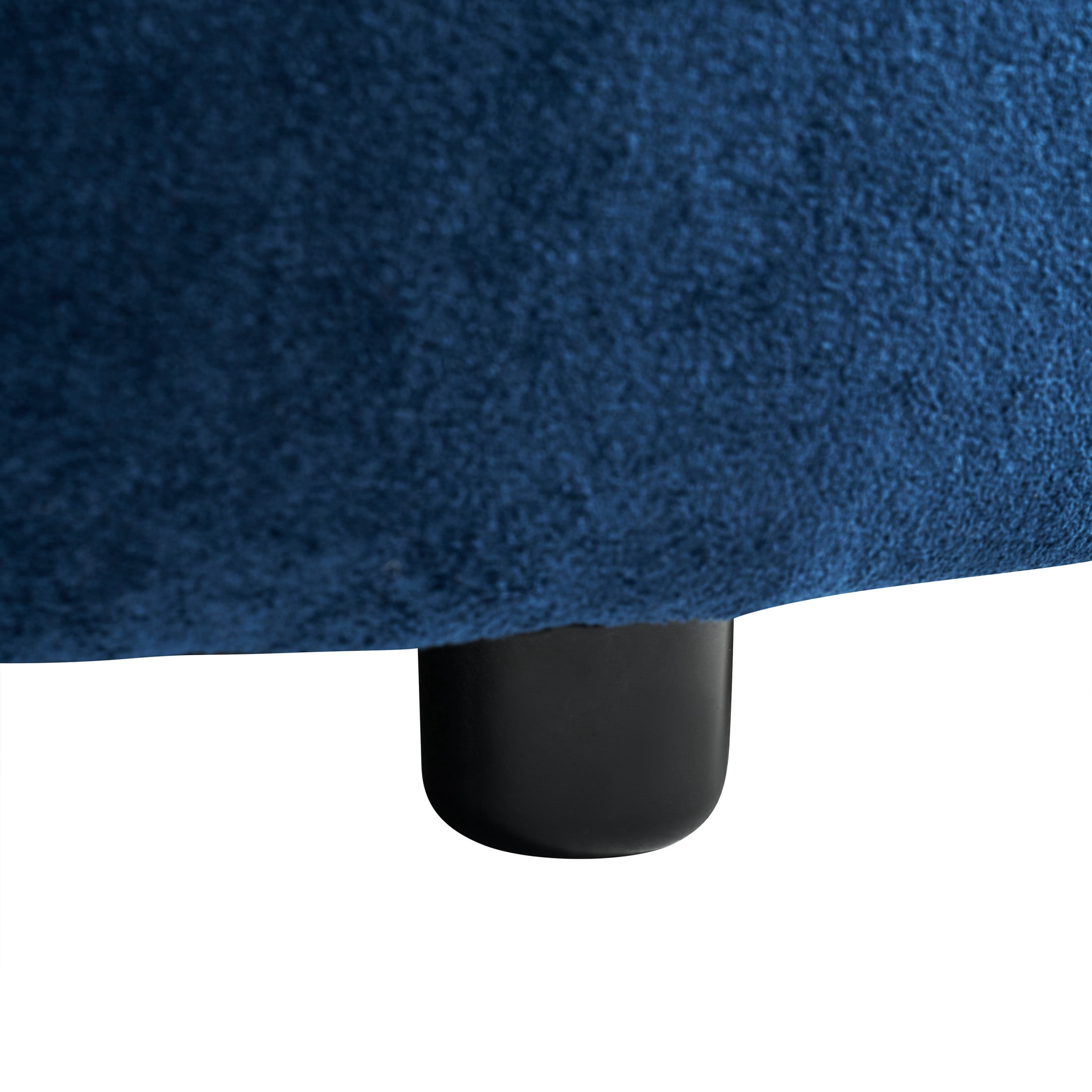 Christopher Knight Home Modern Round Velvet Pumpkin Ottoman, Plush Upholstered Footstool, Navy Blue