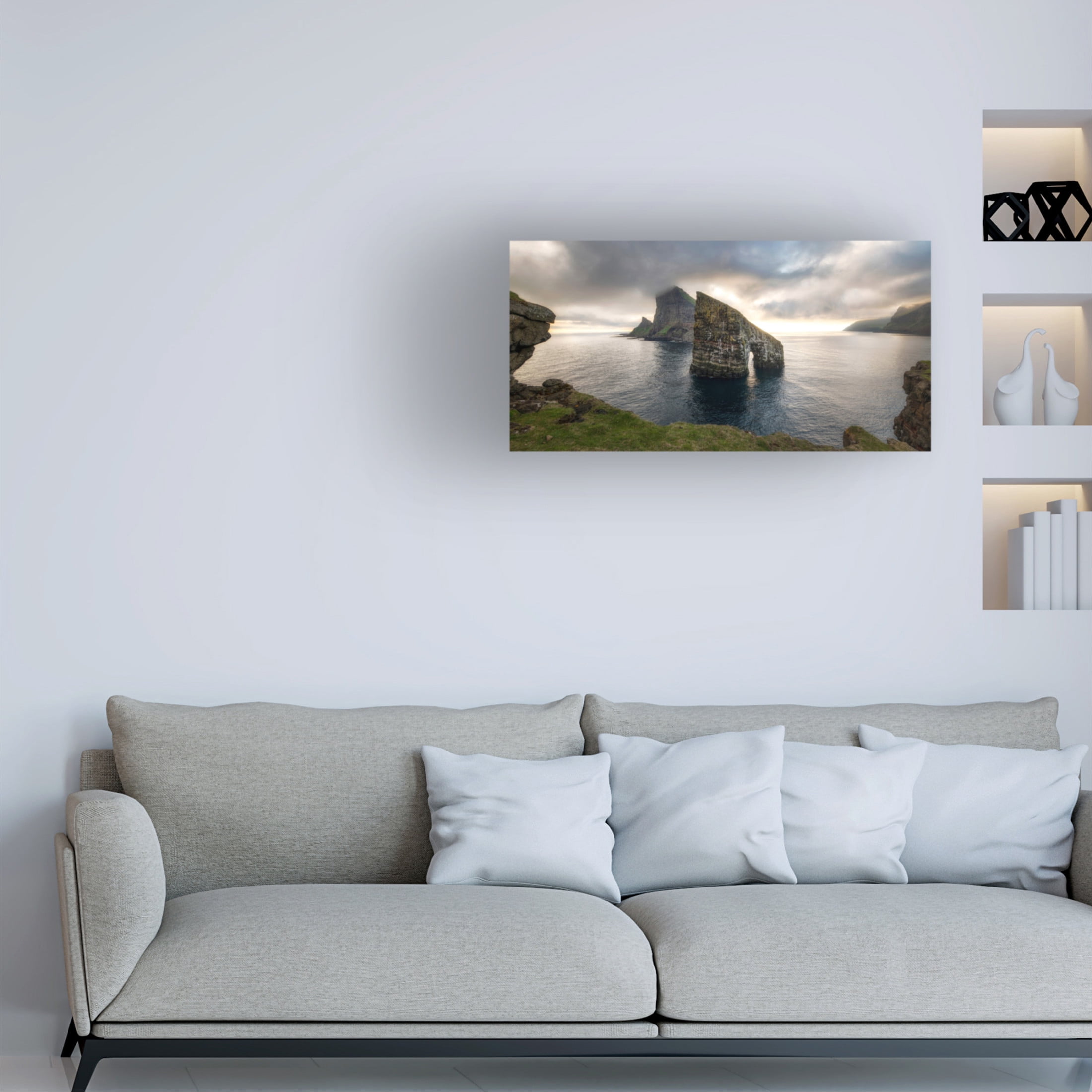Canvas Wall Art - Danny Head 'Sunset at Drangarnir' Wall Art for Living Room, Bedroom, or Office Décor by Trademark Fine Art - 47 x 24 Inches