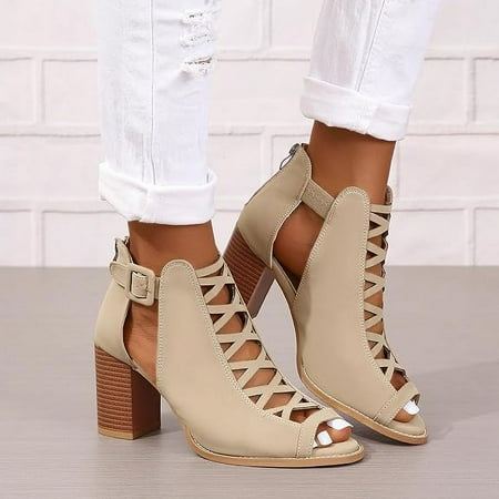 

hotio 2024 Women s Open Toe Chunky High Heels Vintage Cut Out Dressy Sandals Sexy Outgoing Pump Shoes for Cocktail Dating