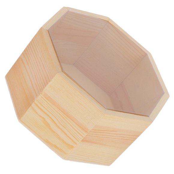 Phenofice 1Pack Octagonal Square Wood Glass Jewelry Display Box for Candy Container and Gifting 5.9x5.9x3.1in